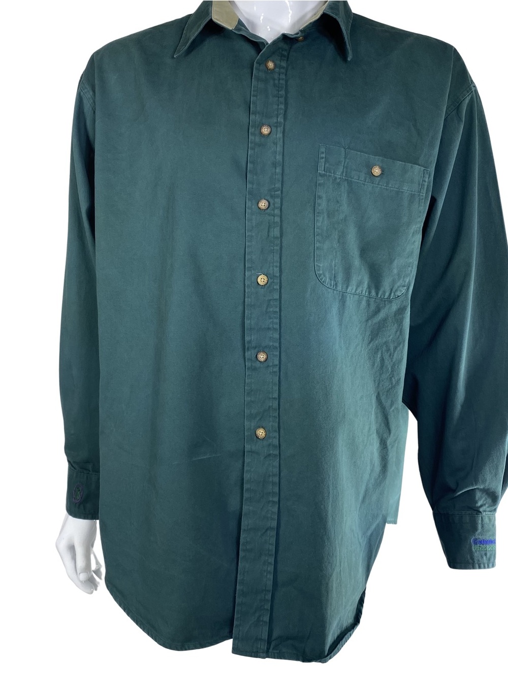 Bill Blass Mens Cotton Forest Green Longsleeve Shirt